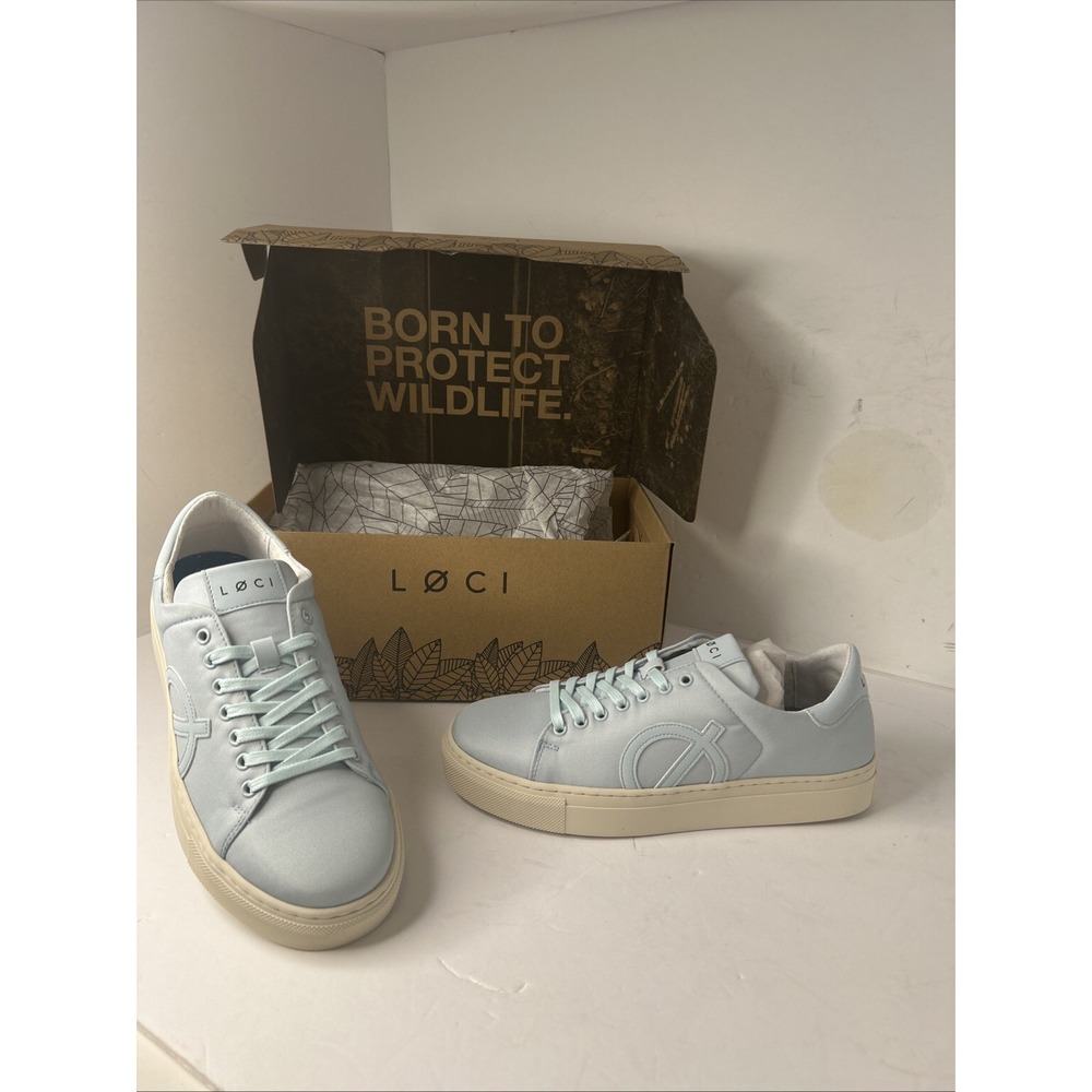 Loci Women's Light Blue Nine Vegan Low-Top Court Sneaker Shoes Size Eu 38 US 7‎
